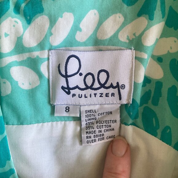 Lilly Pulitzer White Label Blue & White Palm Tree Sundress, size 8 - Picture 5 of 7